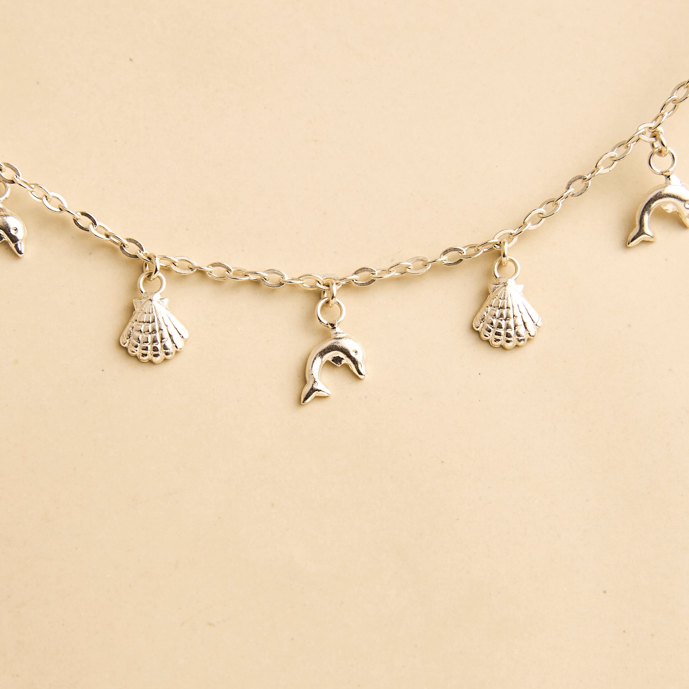Ketting met schelpen en dolfijnen