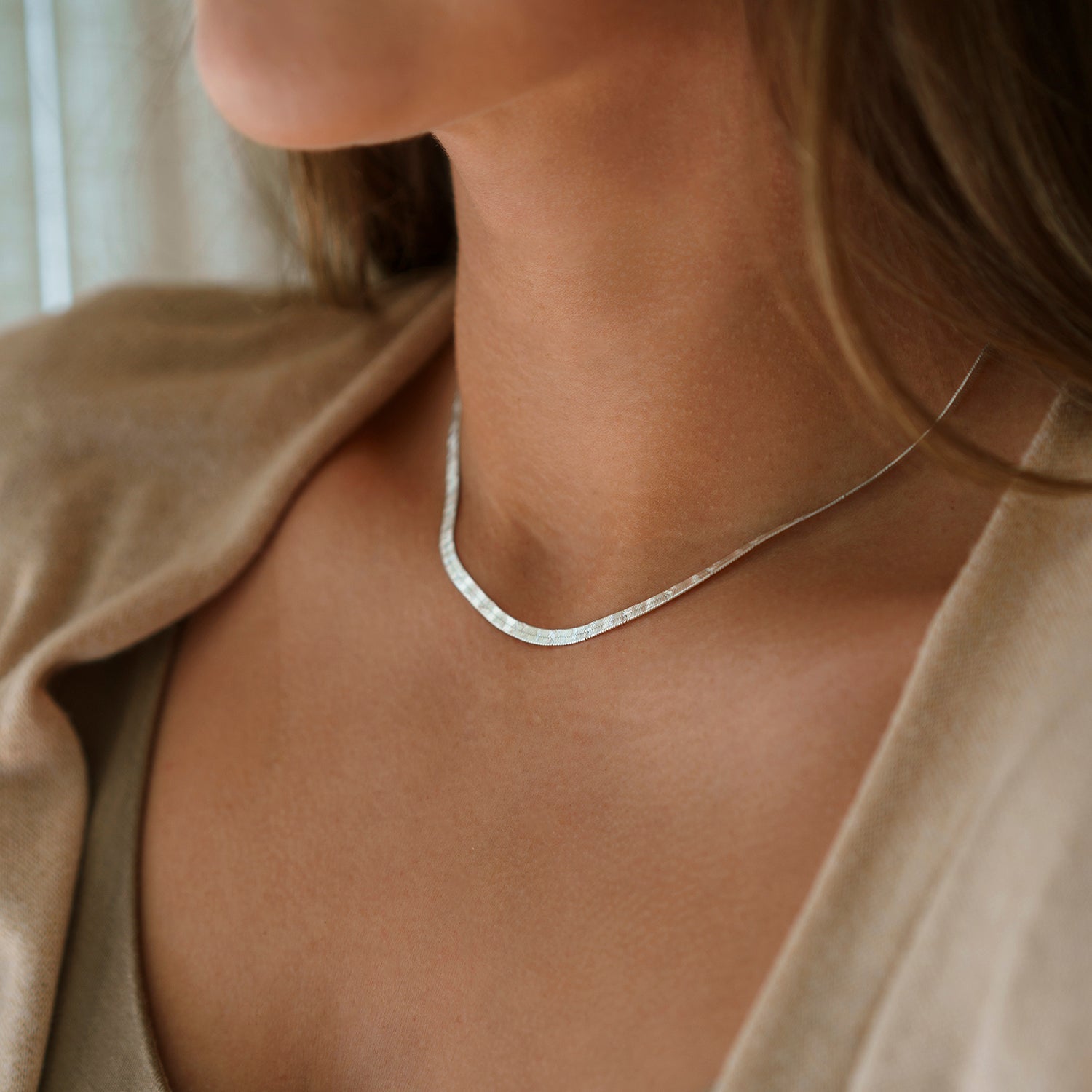 Platte schakelketting met detail
